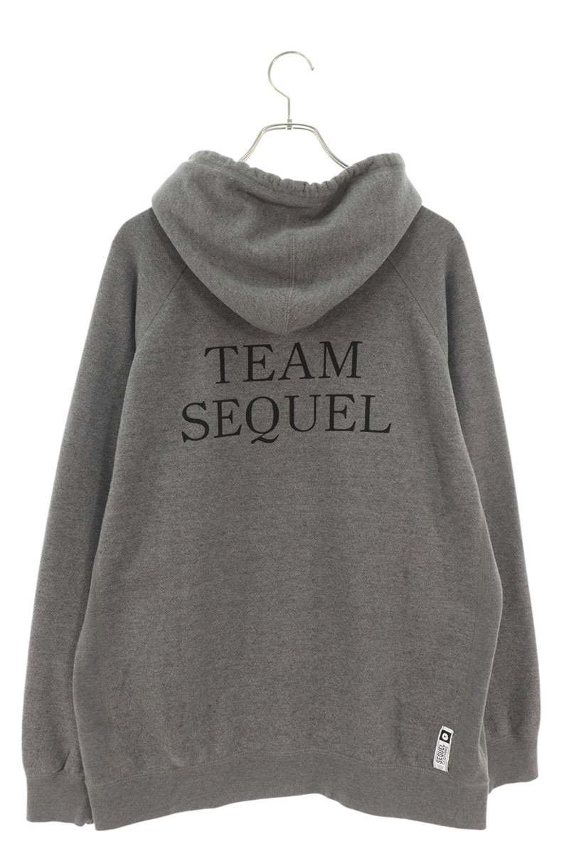 SEQUEL Back Print Hoodie Gray Cotton Blend Size L