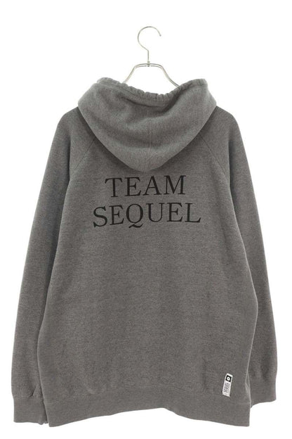 SEQUEL Back Print Hoodie Gray Cotton Blend Size L