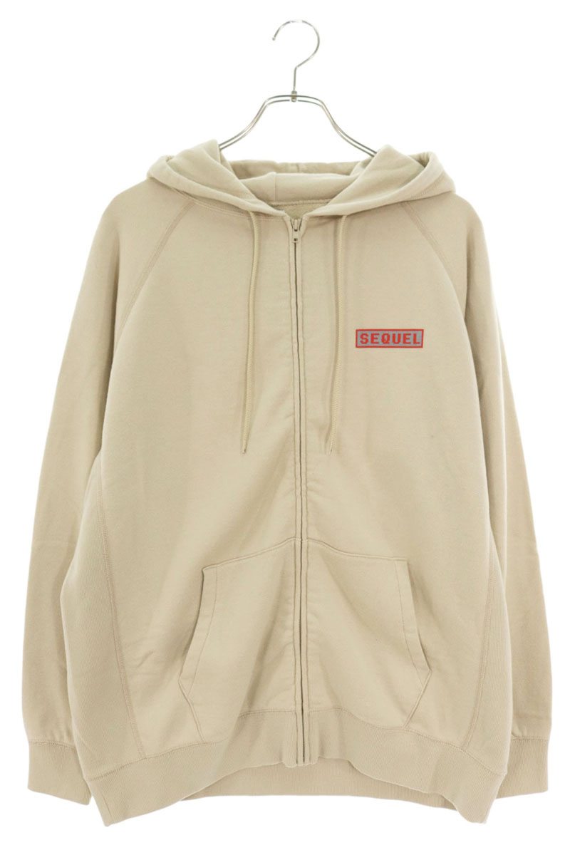 SEQUEL 23SS Logo Print Full Zip Hoodie Beige Size M