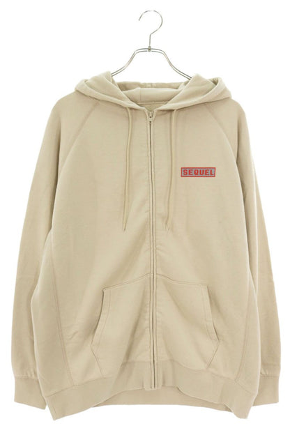 SEQUEL 23SS Logo Print Full Zip Hoodie Beige Size M