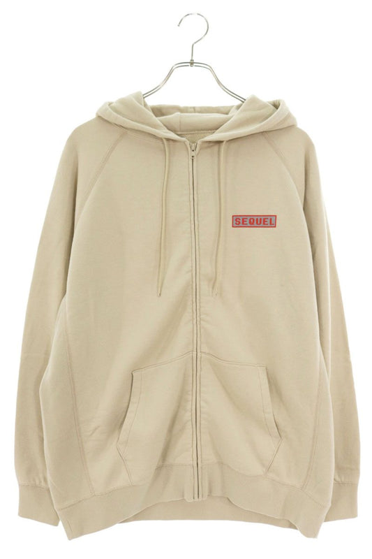 SEQUEL 23SS Logo Print Full Zip Hoodie Beige Size M