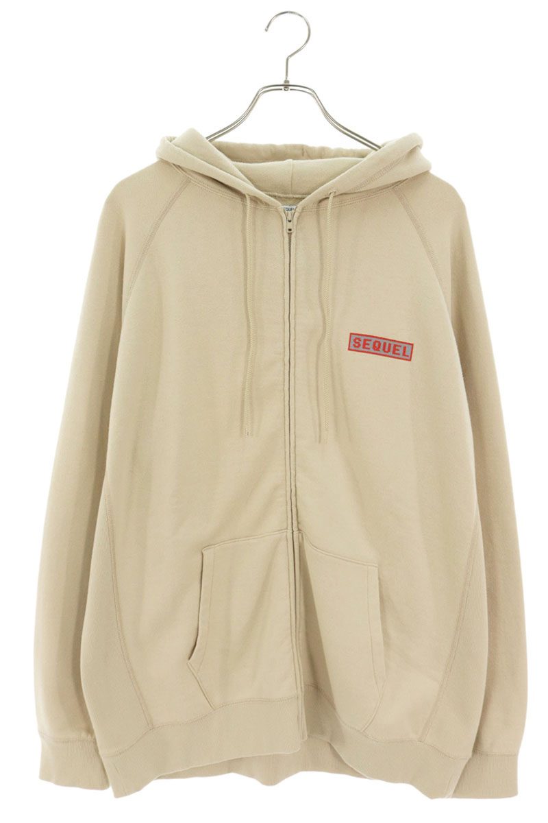 SEQUEL 23SS Logo Print Full Zip Hoodie Beige Size L