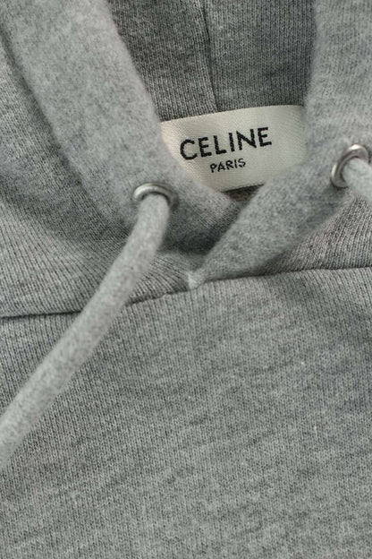 CELINE Classic Logo Loose Pullover Hoodie Gray Size XXL