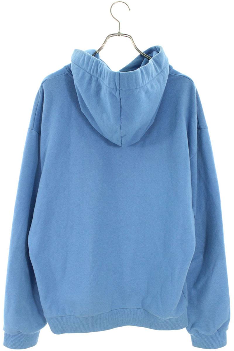 CELINE Logo Drawstring Pullover Hoodie Light Blue Size XXL
