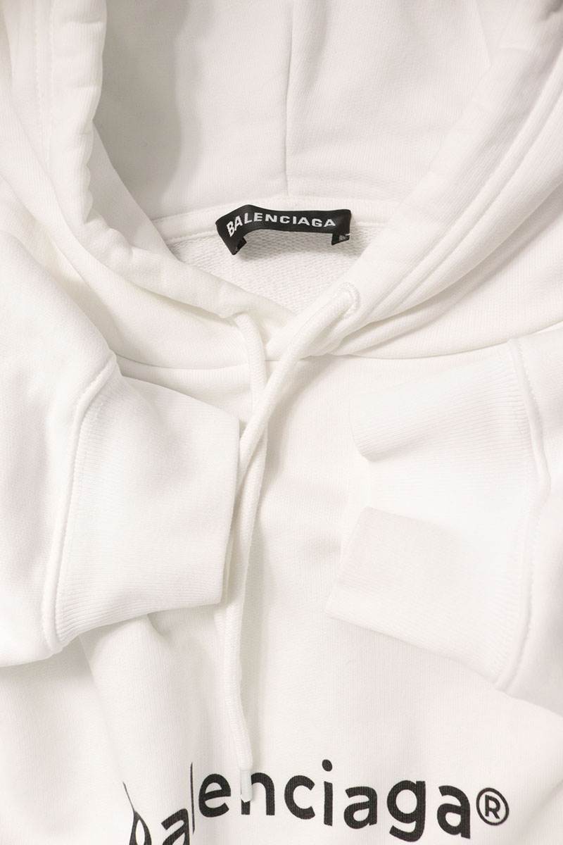 Balenciaga Logo Hoodie White Size M
