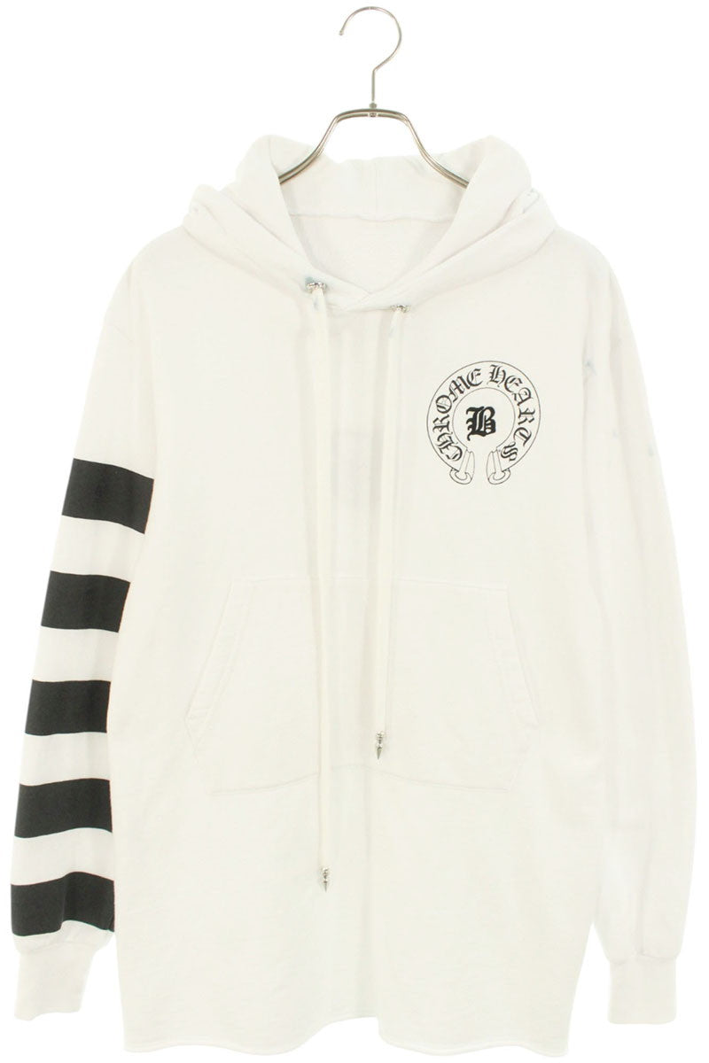 Chrome Hearts BELLA HD LNG Embroidered Logo Print Pullover Hoodie White Size M