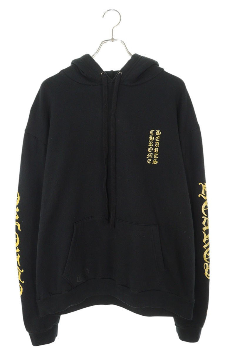 Chrome Hearts SWTSHRT PLVR Pullover Logo Print Hoodie Black x Gold Size L
