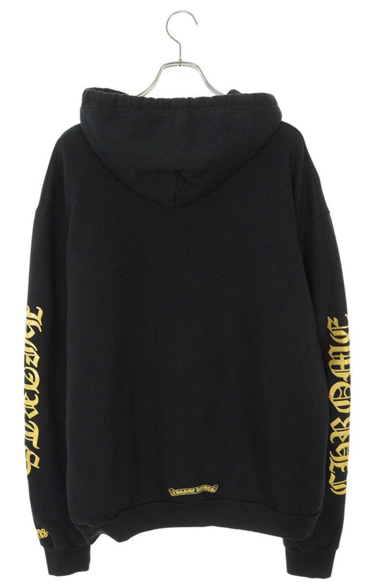 Chrome Hearts SWTSHRT PLVR Pullover Logo Print Hoodie Black x Gold Size L