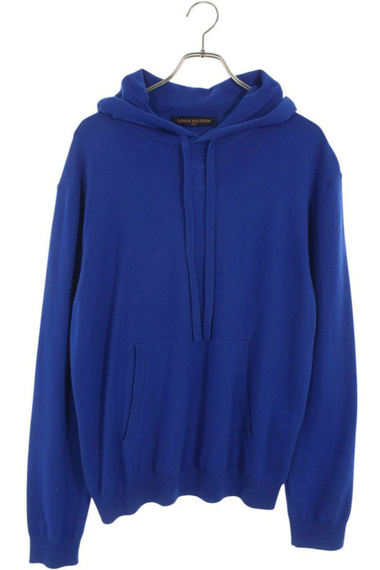 Louis Vuitton 22SS LV Embroidered Cashmere Pullover Hoodie Blue Size L