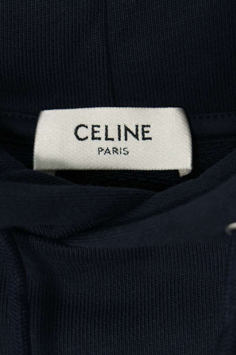 CELINE 25SS Logo Loose Fit Hoodie Navy Size S