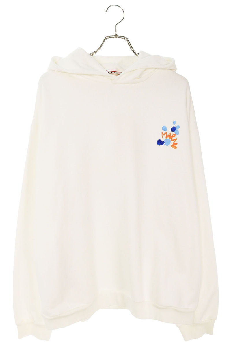 Marni Cotton Logo Print Pullover Hoodie White Size XL