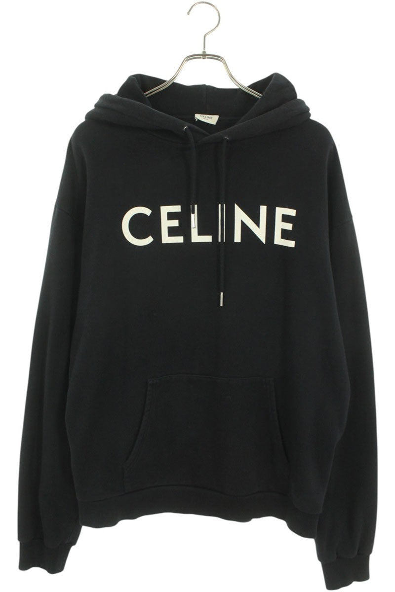 CELINE Classic Logo Loose Pullover Hoodie Black Size XL