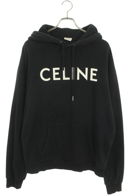 CELINE Classic Logo Loose Pullover Hoodie Black Size XL
