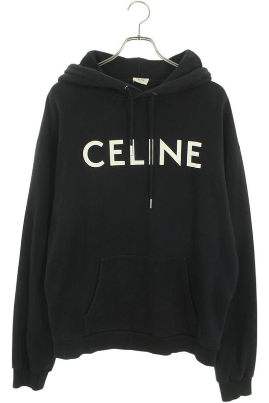 CELINE Classic Logo Loose Pullover Hoodie Black Size XL