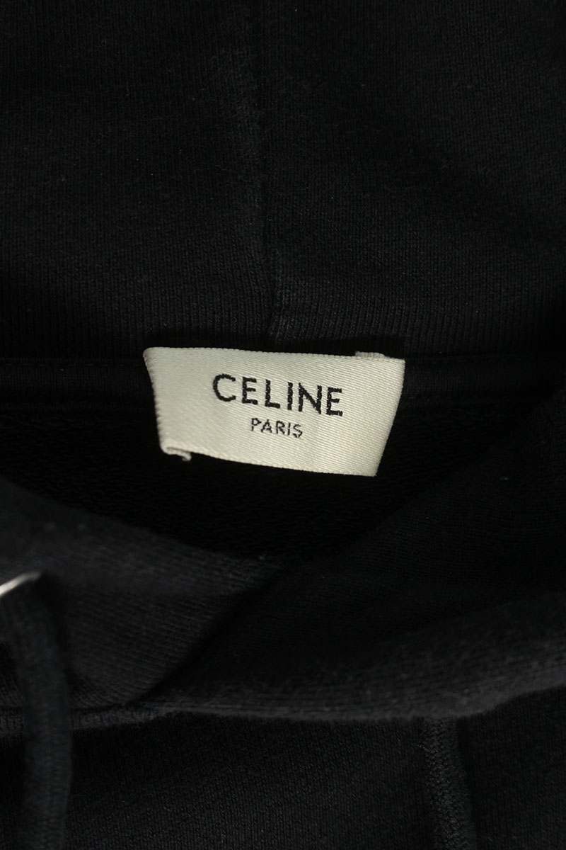 CELINE Classic Logo Loose Pullover Hoodie Black Size XL