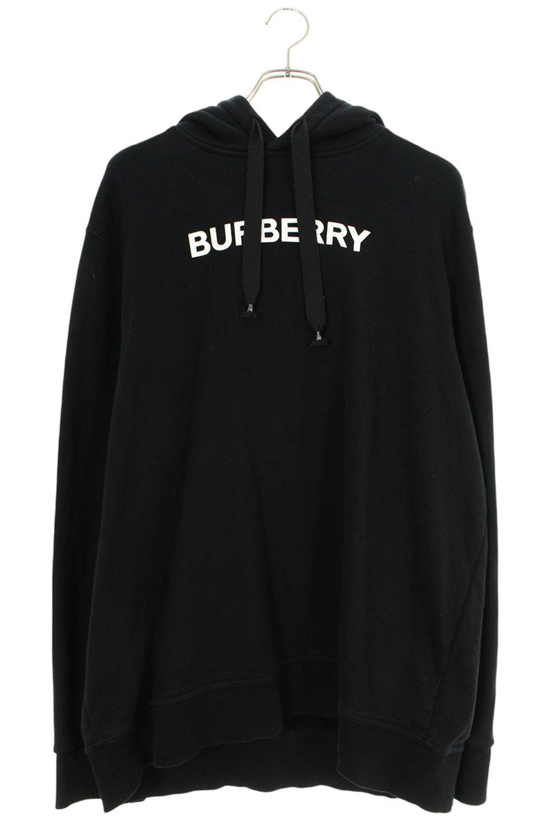 Burberry Logo Print Pullover Hoodie Black Size XL