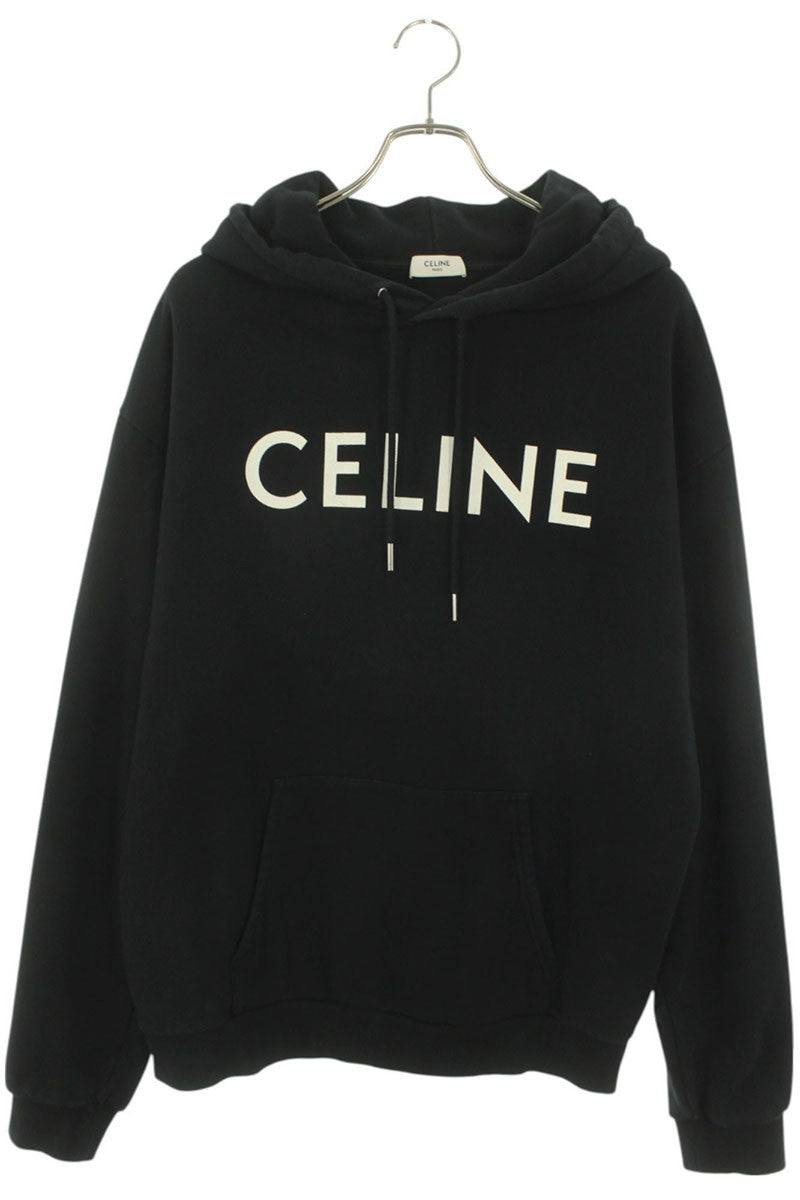 CELINE Classic Logo Loose Pullover Hoodie Black Size XL