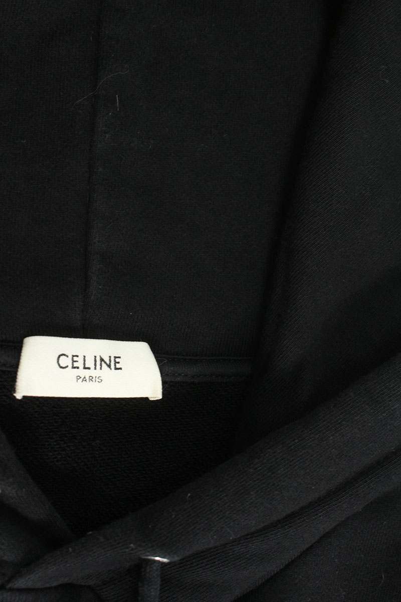 CELINE Classic Logo Loose Pullover Hoodie Black Size XL
