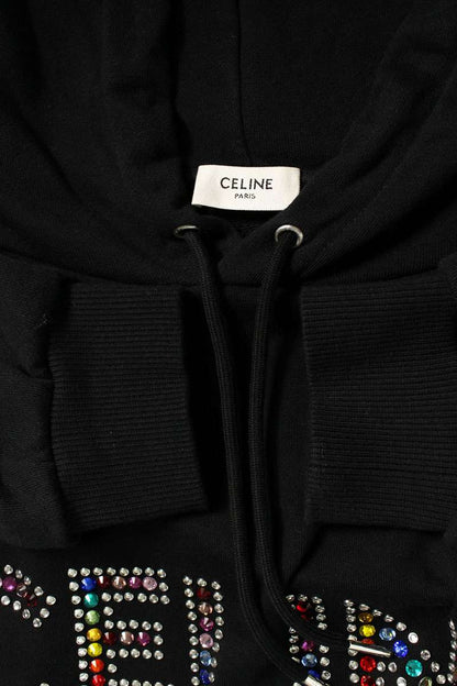 CELINE Rhinestone Logo Pullover Hoodie Black Multi Size M