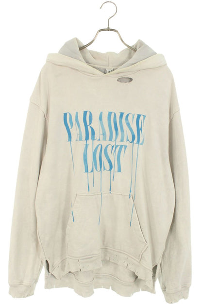 ALCHEMIST Distressed Front Logo Hoodie Light Gray Size M