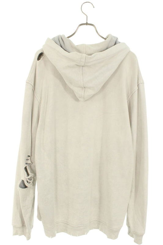 ALCHEMIST Distressed Front Logo Hoodie Light Gray Size M