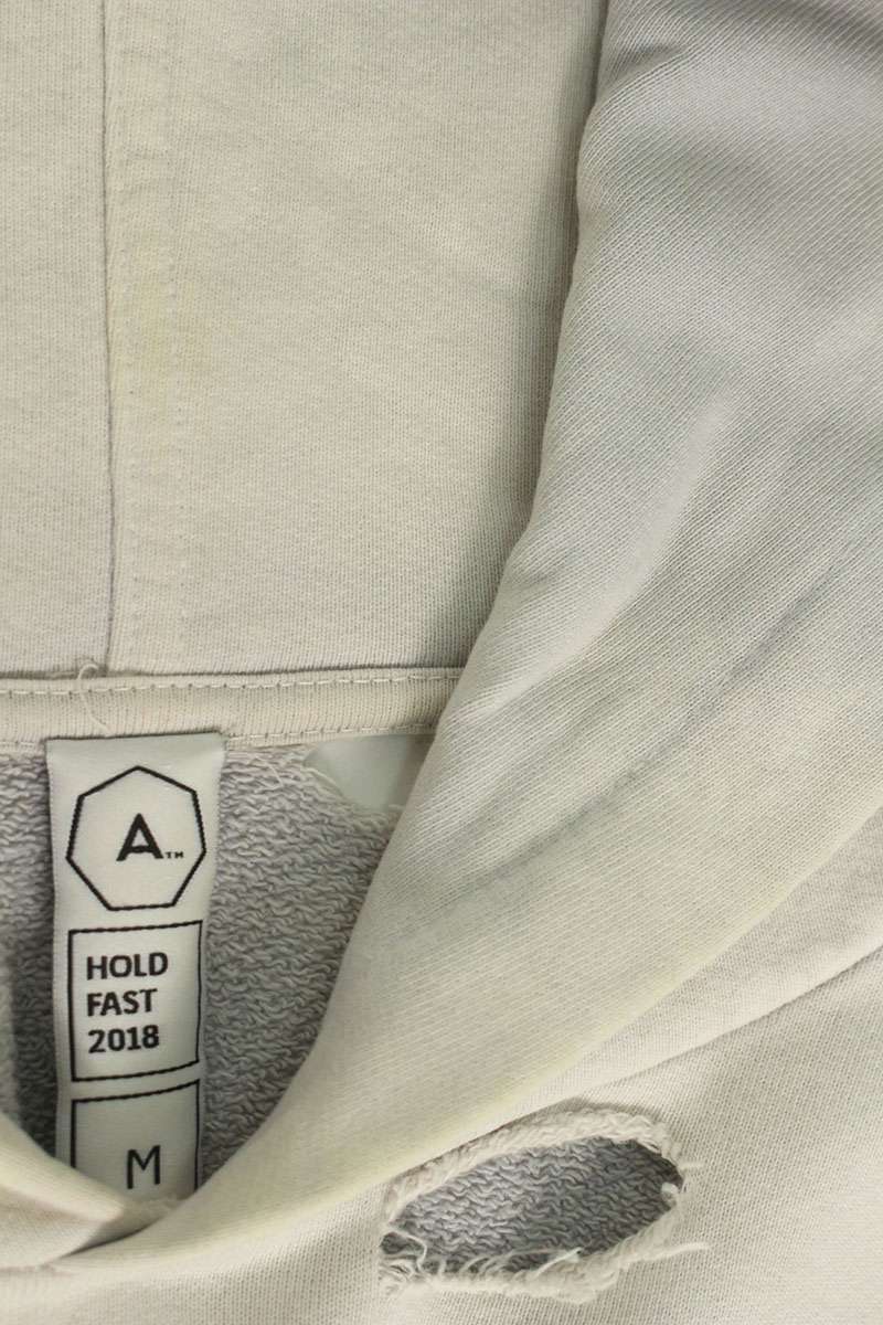 ALCHEMIST Distressed Front Logo Hoodie Light Gray Size M