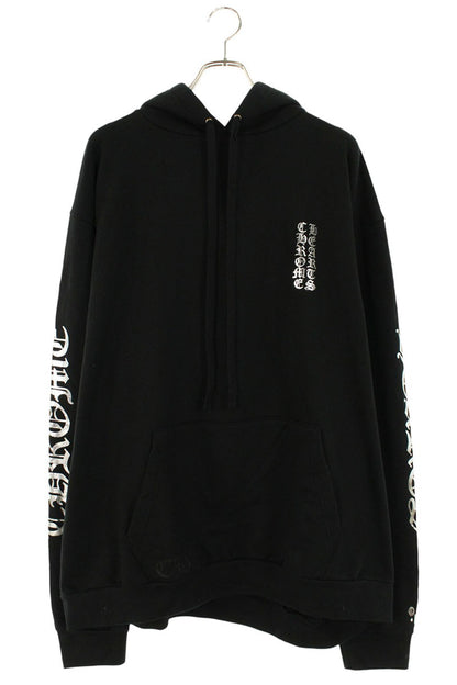Chrome Hearts Logo Print Pullover Hoodie Black x Silver Size XXL