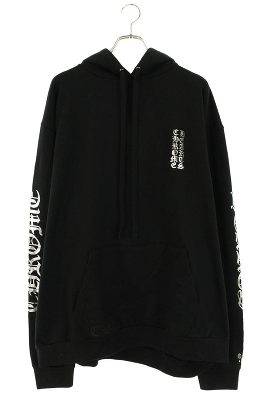 Chrome Hearts Logo Print Pullover Hoodie Black x Silver Size XXL