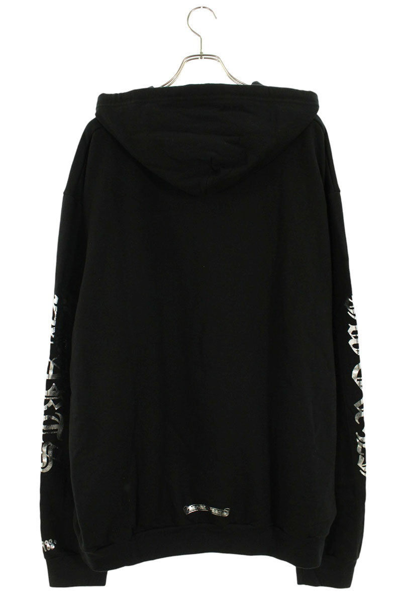 Chrome Hearts Logo Print Pullover Hoodie Black x Silver Size XXL