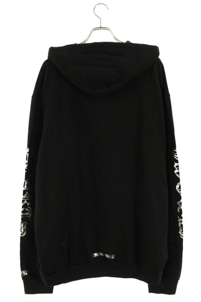 Chrome Hearts Logo Print Pullover Hoodie Black x Silver Size XXL