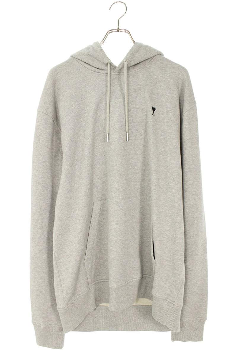 AMI 25AW Embroidered Pullover Hoodie Gray Size XXL