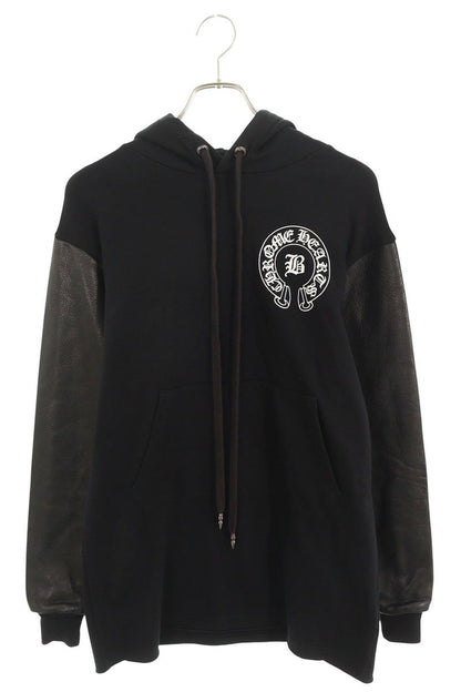 Chrome Hearts BELLA Embroidery Leather Hoodie Black Size XS