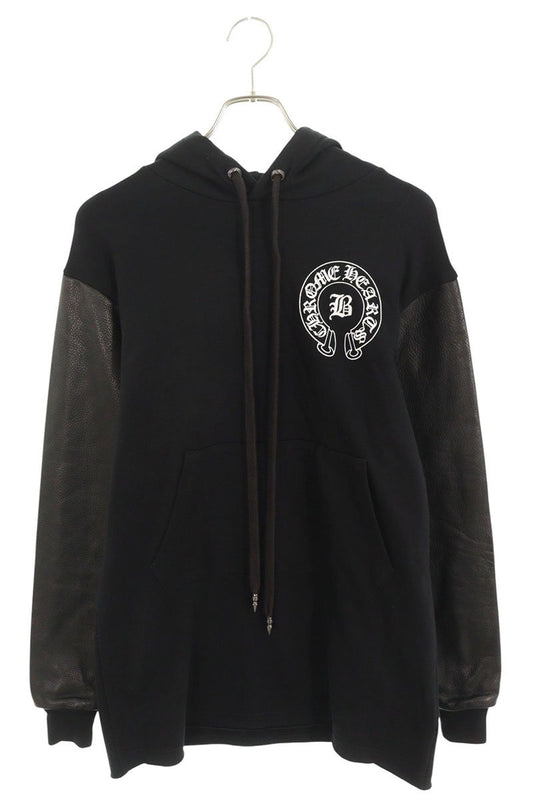 Chrome Hearts BELLA Embroidery Leather Hoodie Black Size XS