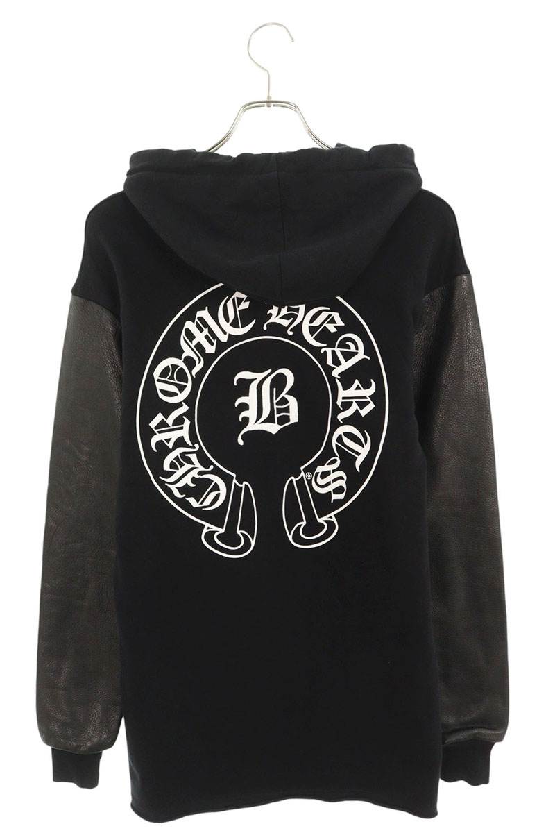 Chrome Hearts BELLA Embroidery Leather Hoodie Black Size XS
