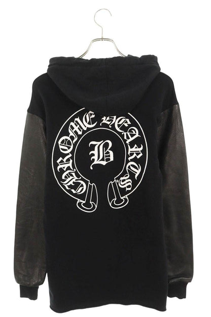 Chrome Hearts BELLA Embroidery Leather Hoodie Black Size XS
