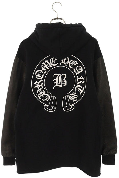 Chrome Hearts BELLA Embroidered Leather Sleeve Hoodie Size S