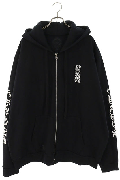 Chrome Hearts SWTSHRT HD ZIP Logo Print Up Hoodie Black x Silver Size XXL