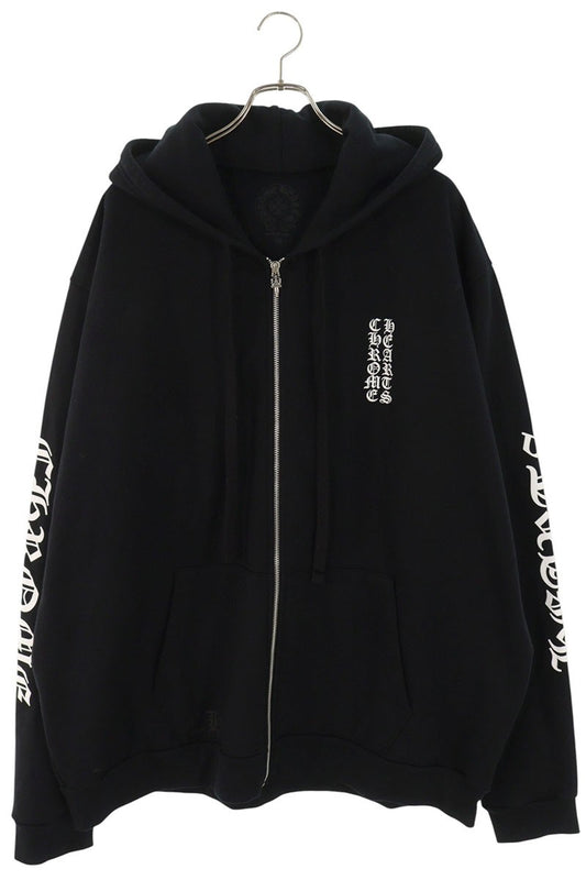 Chrome Hearts SWTSHRT HD ZIP Logo Print Up Hoodie Black x Silver Size XXL