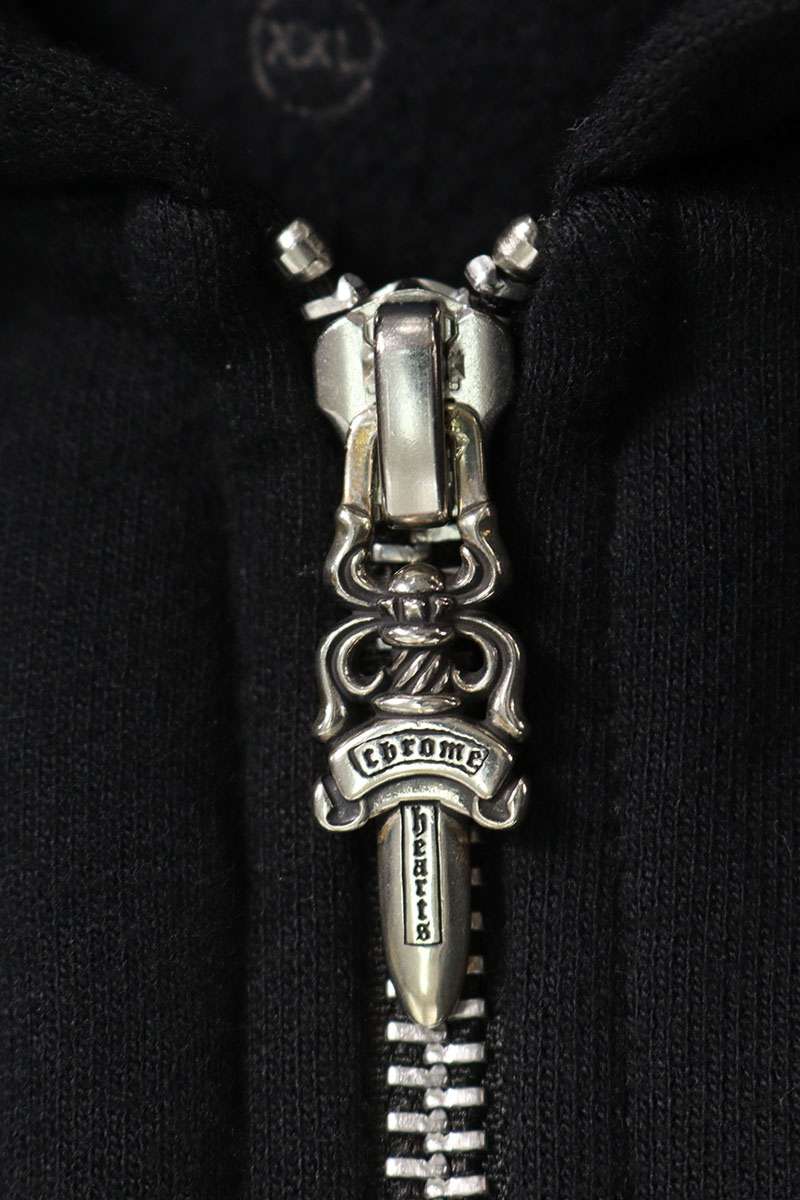 Chrome Hearts SWTSHRT HD ZIP Logo Print Up Hoodie Black x Silver Size XXL