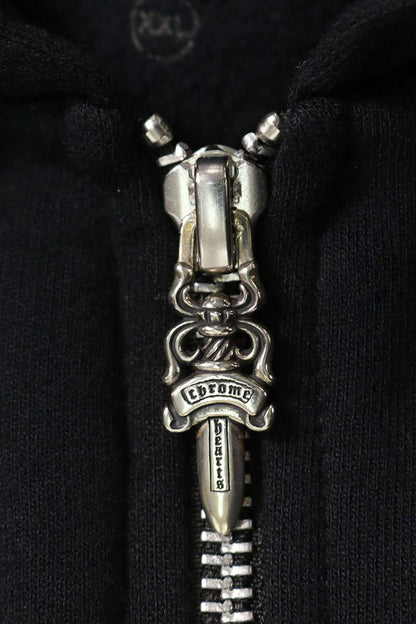 Chrome Hearts SWTSHRT HD ZIP Logo Print Up Hoodie Black x Silver Size XXL