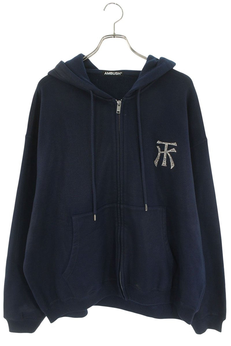 Ambush Design WAX TK SWEAT ZIP UP HOOD Rhinestone Hoodie Blue Size L