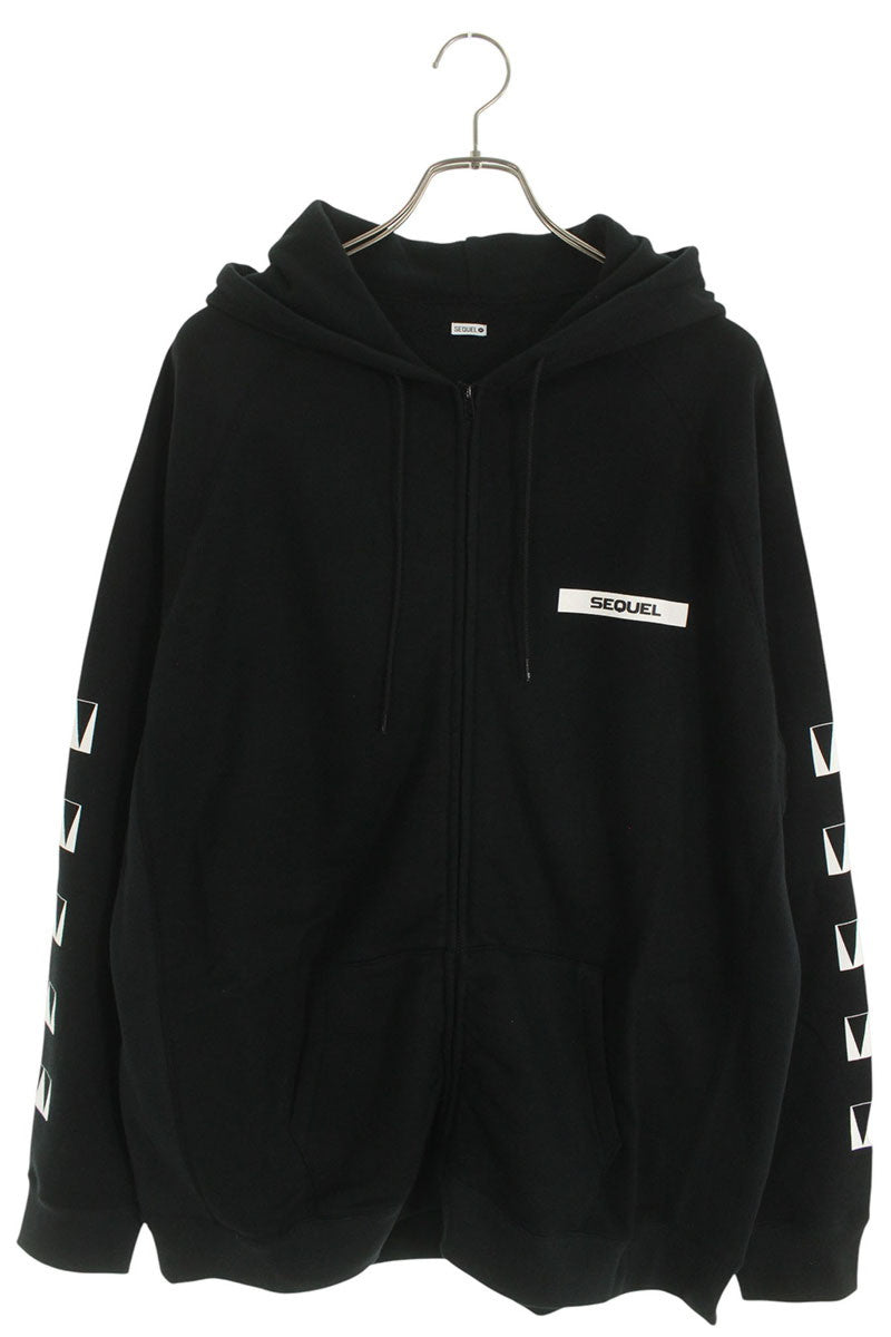 SEQUEL 24SS WEEKEND Logo Print Zip Hoodie Black Size XL