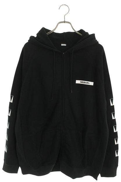 SEQUEL 24SS WEEKEND Logo Print Zip Hoodie Black Size XL