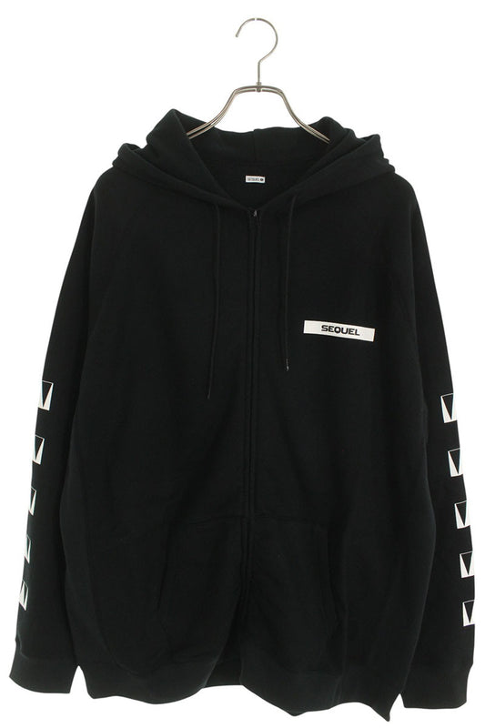SEQUEL 24SS WEEKEND Logo Print Zip Hoodie Black Size XL