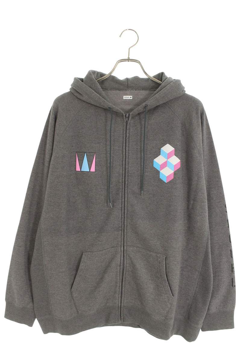 SEQUEL 24SS WEEKEND Logo Print Zip Hoodie Gray Size XL