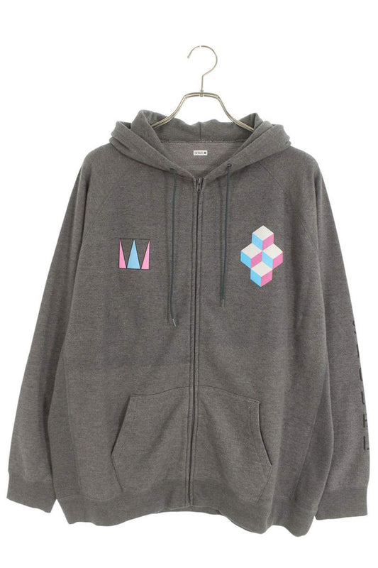 SEQUEL 24SS WEEKEND Logo Print Zip Hoodie Gray Size XL