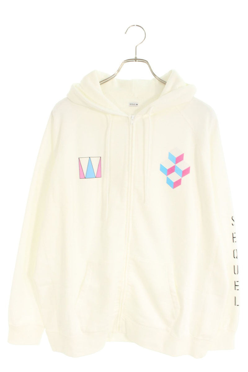 SEQUEL 24SS WEEKEND Logo Print Zip Hoodie White Size L