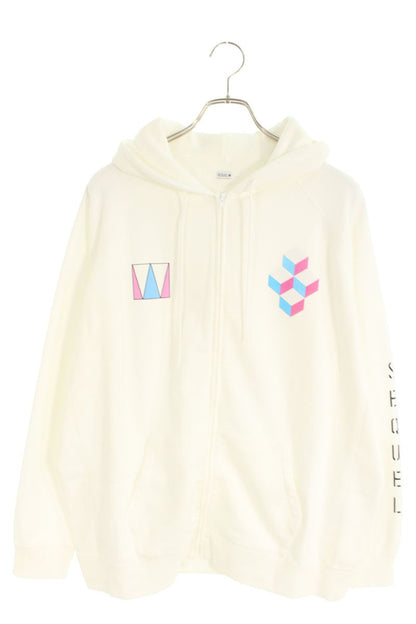 SEQUEL 24SS WEEKEND Logo Print Zip Hoodie White Size L