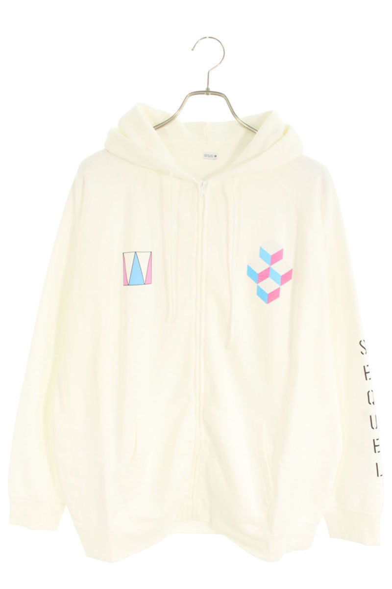 SEQUEL 24SS WEEKEND Logo Print Zip Hoodie White Size XL