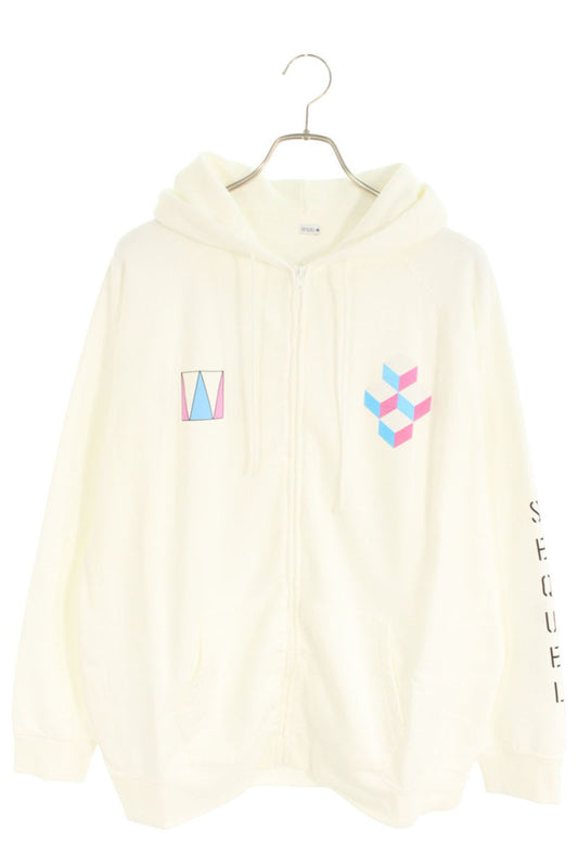 SEQUEL 24SS WEEKEND Logo Print Zip Hoodie White Size XL